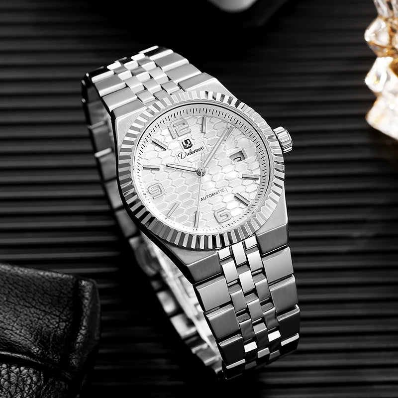 Wristwatch Automatic Calendar Honeycomb Pattern Dial