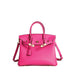 Lock Buckle Pebbled Tote With Structured Silhouette - Rose Red