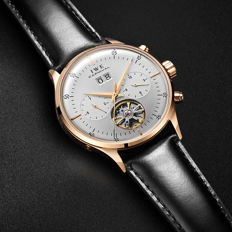 Open Heart Tourbillon Watch with Leather Strap
