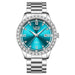 Elegant Womens Quartz Watch With Luminous Dial - Silver Sky Blue