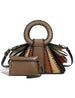 Leather Handbag with Circular Ring Handle Premium - Grey