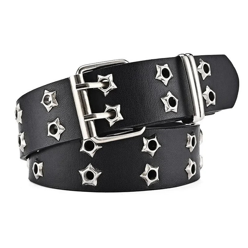 Belt Studded PU Leather Chain with Star Grommets