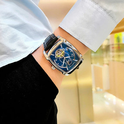 Tonneau Moon Phase Mechanical Tourbillon Skeleton Watch