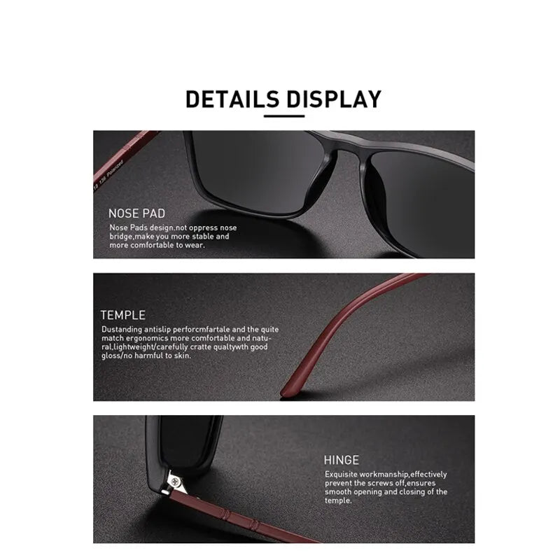 Polarized Sunglasses for Men Rectangular Frame