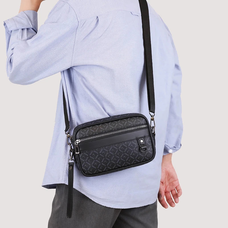 Men Shoulder Bag PU Leather Zipper Closure