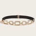 Floral Link Chain Belt with Elastic Strap Design - Black