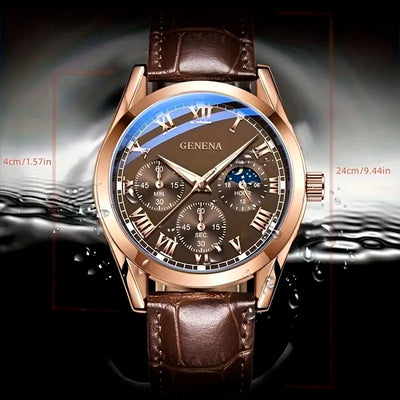 Refined Chronograph Timepiece with Roman Dial Subdials