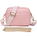 Soft Box PU Leather Crossbody Bag Zipper Closure - Pink