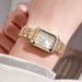 Luxury Women Watch Quartz Square Bracelet Classic - Gold White