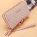 Zip Around Wallet with Tassel Strap Quilted Pattern - Pink V2