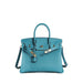 Lock Buckle Pebbled Tote With Structured Silhouette - Peacock Blue