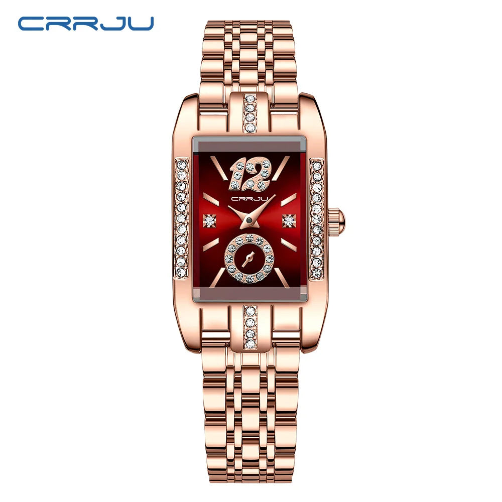 Rectangular Dial Diamond Embellished Timepiece Deluxe
