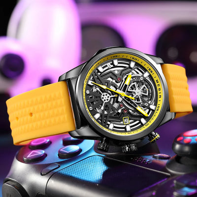 Sport Chronograph Skeleton Watch Open Heart Dial