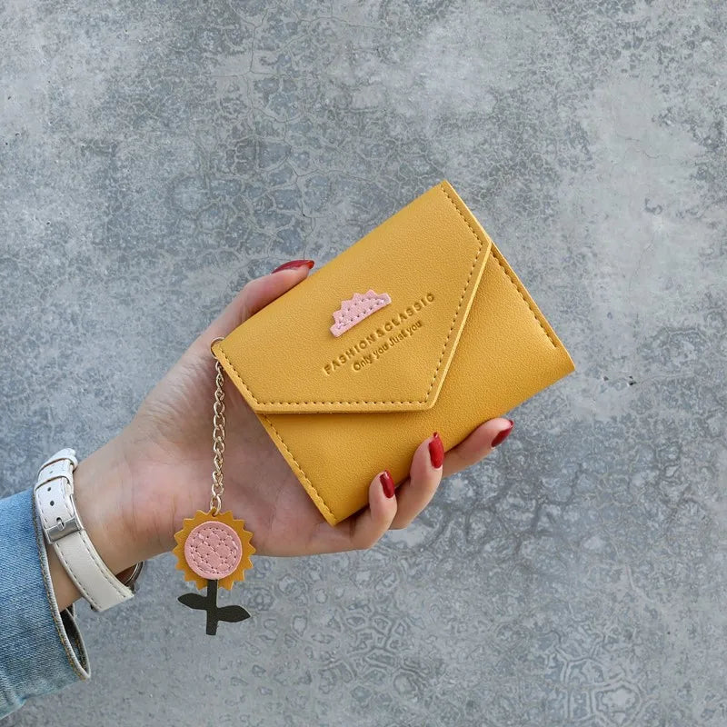 Envelope Wallet With Patchwork Flower Charm Keychain - WO2MEN