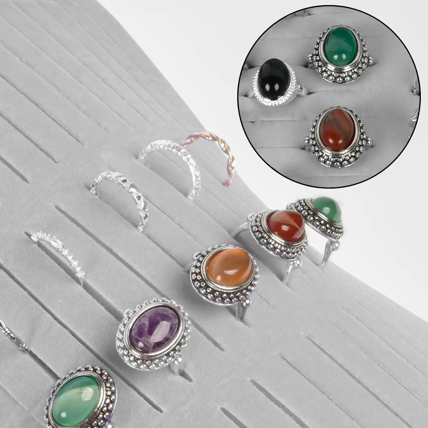 42 Slots Jewelry Box Velvet Lined Ring Organizer Case