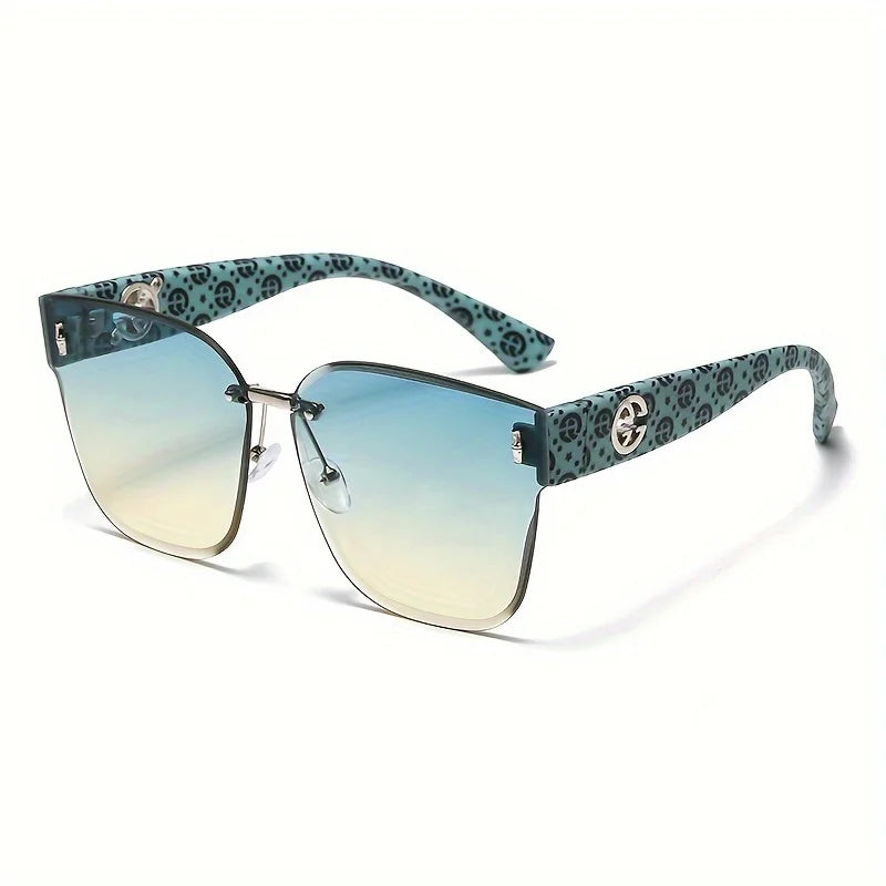 Gradient Large-Frame Sunglasses With Patterned Temples - WO2MEN