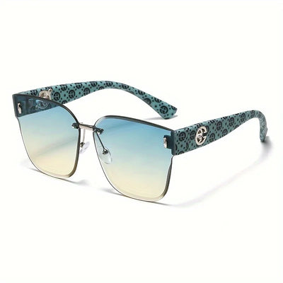 Gradient Large-Frame Sunglasses With Patterned Temples - WO2MEN