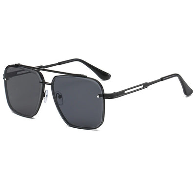 Square Pilot Sunglasses Double Bridge UV400 Lenses - Black Black