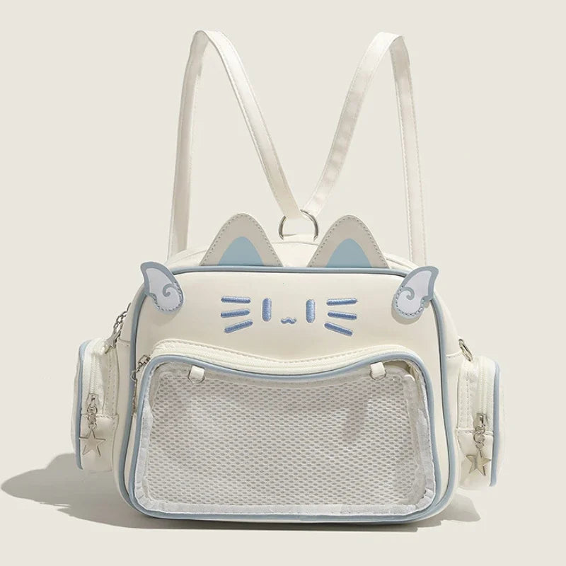 Cat Themed Ita Bag with Clear Front Pocket Cute