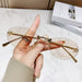 F Emblem Oval Rimless Sunglasses With Delicate Bridges - Champagne