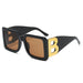 Oversized Square Sunglasses UV400 Gradient Lens - Black Brown