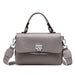 Enveloped Top Handle Bag With Classic Metal Clasp Charm - Grey