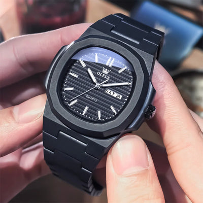 Quartz Wristwatch with Date And Luminous Dial for Men - Black