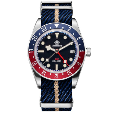 GMT Diver Watch with 200m Water Resistance Bezel - BK/BL