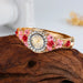 Floral Crystal Bracelet Watch for Women Jewelry - Red