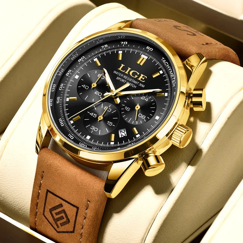 Premium Chronograph Watch for Daily Luxury Use - Black Gold