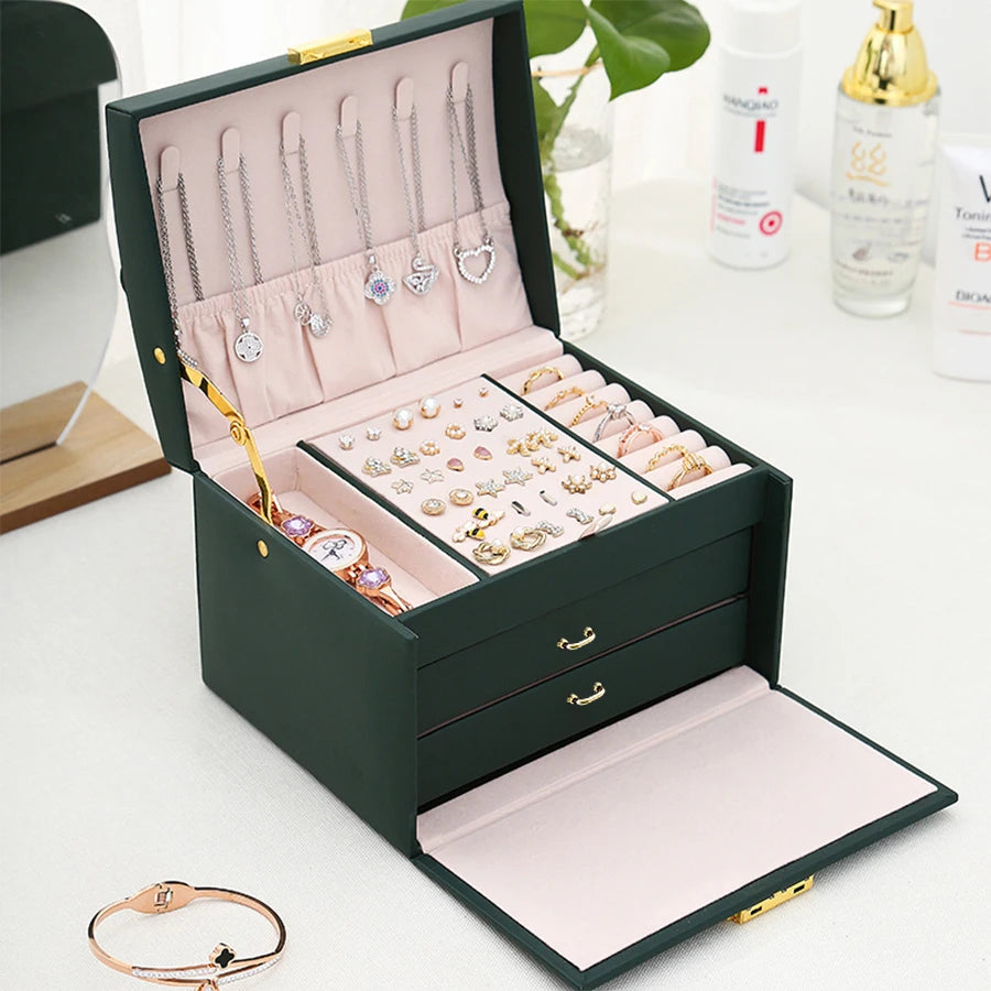 Lock Arch Three Layer Jewelry Box with Drawers