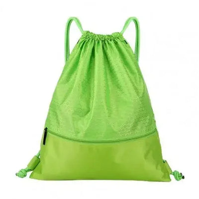 Drawstring Gym Backpack with Front Zip Pocket - Green