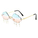 Cloud Rimless Sunglasses With Lightning Pendant - Green V8