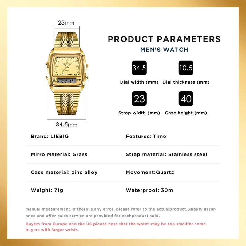 Dual Display Quartz Wristwatch with Digital Time