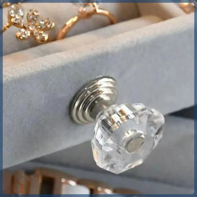 Jewelry Organizer Box with Three Drawers Crystal Knobs - WO2MEN