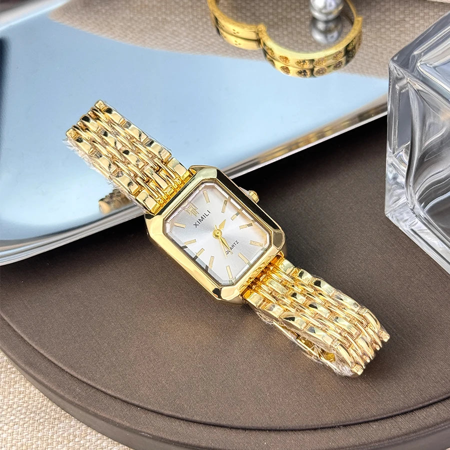 Elegant Rectangular Quartz Watch Bracelet Style