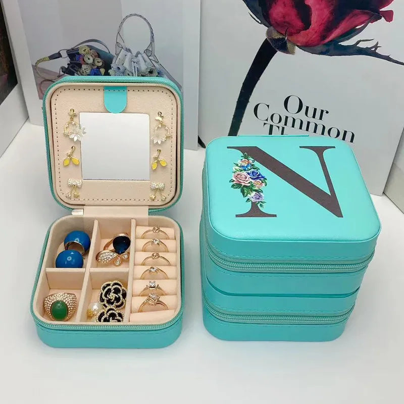 Jewelry Box Organizer with Mirror Portable Storage Case