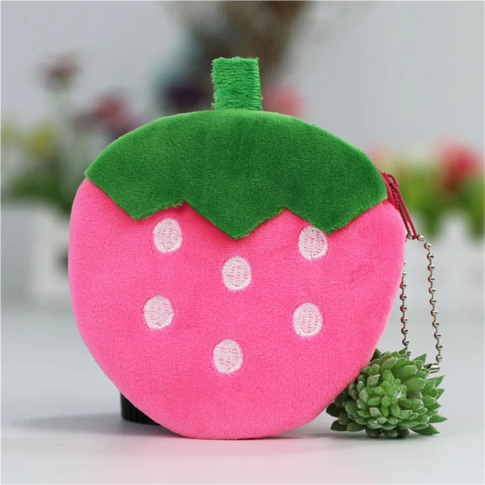 Watermelon Plush Coin Purse with Zipper Closure