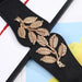 Luxurious Leaf Buckle Belt with Wide Strap Adjustable - Black V22