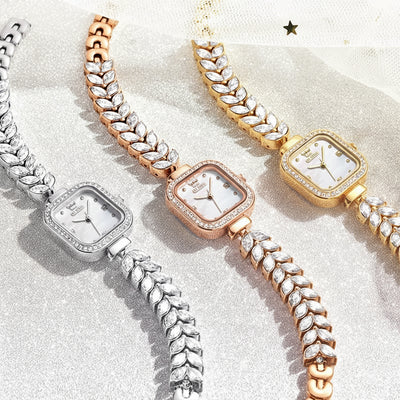 Watch Square Dial Diamond Trim Wristwatch for Elegance - WO2MEN