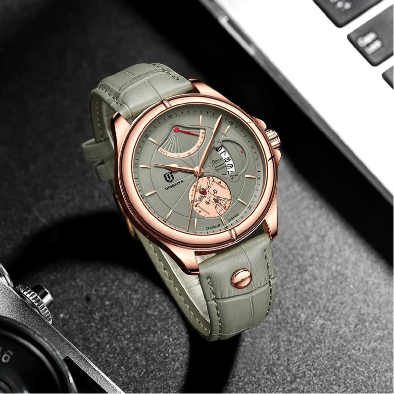 Aurora Meridian Chrono Watch With Leather Strap Premier