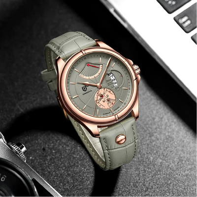 Aurora Meridian Chrono Watch With Leather Strap Premier