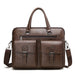 Business Briefcase Bag with Front Pockets for Laptop - Brown