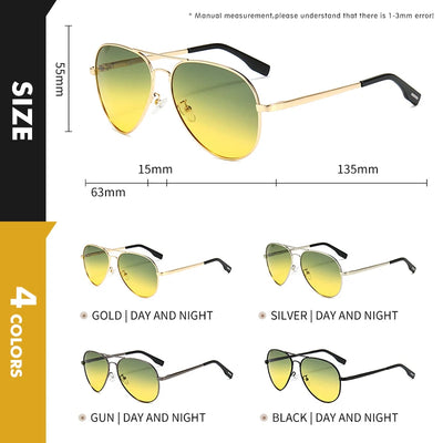 Photochromic Sunglasses Aviator Day Night Vision Pro - WO2MEN