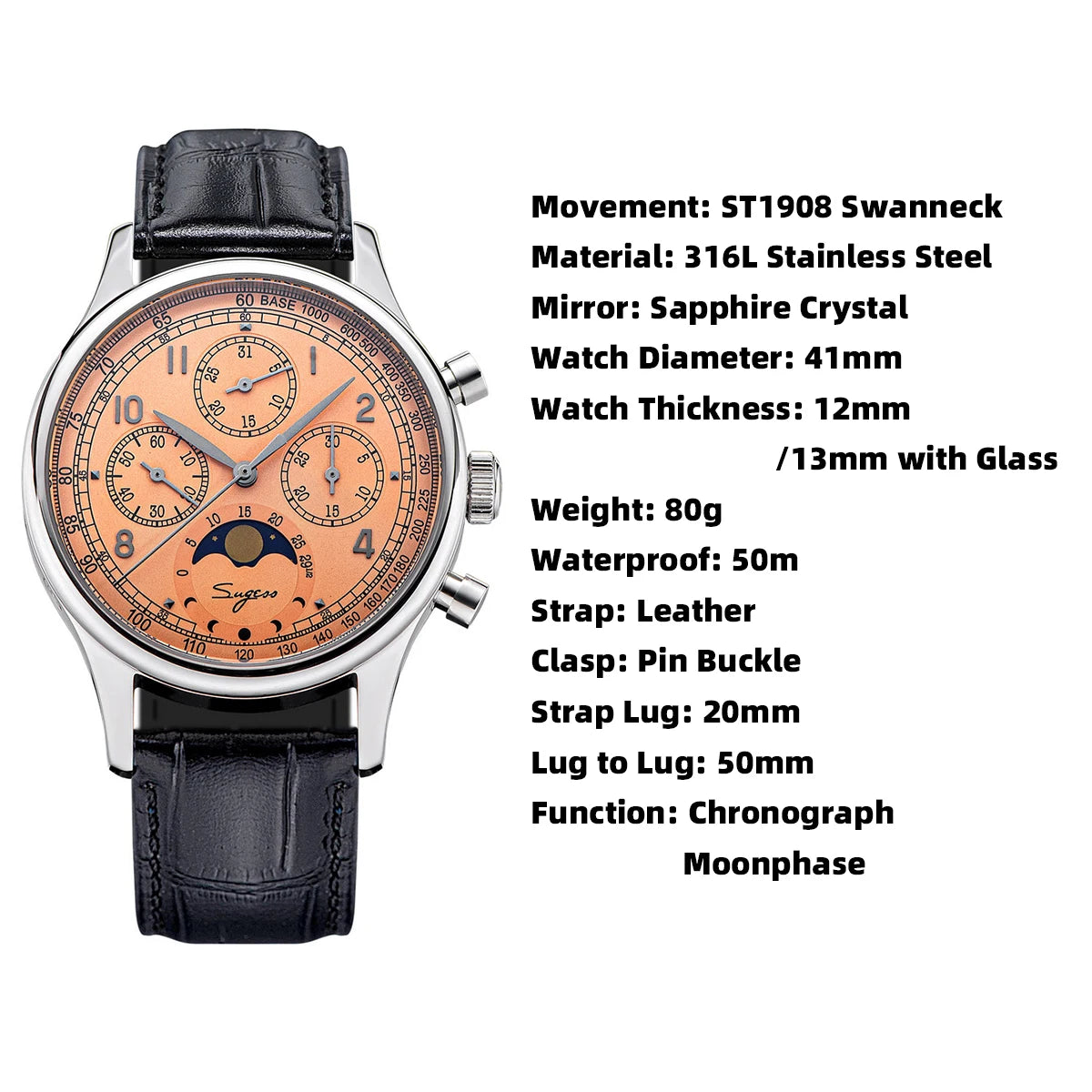 Chronograph Moonphase Mechanical Wristwatch Premium