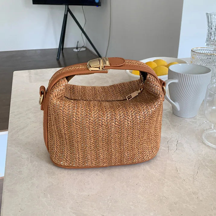 Woven Bucket Crossbody Bag for Seaside Getaways Essence