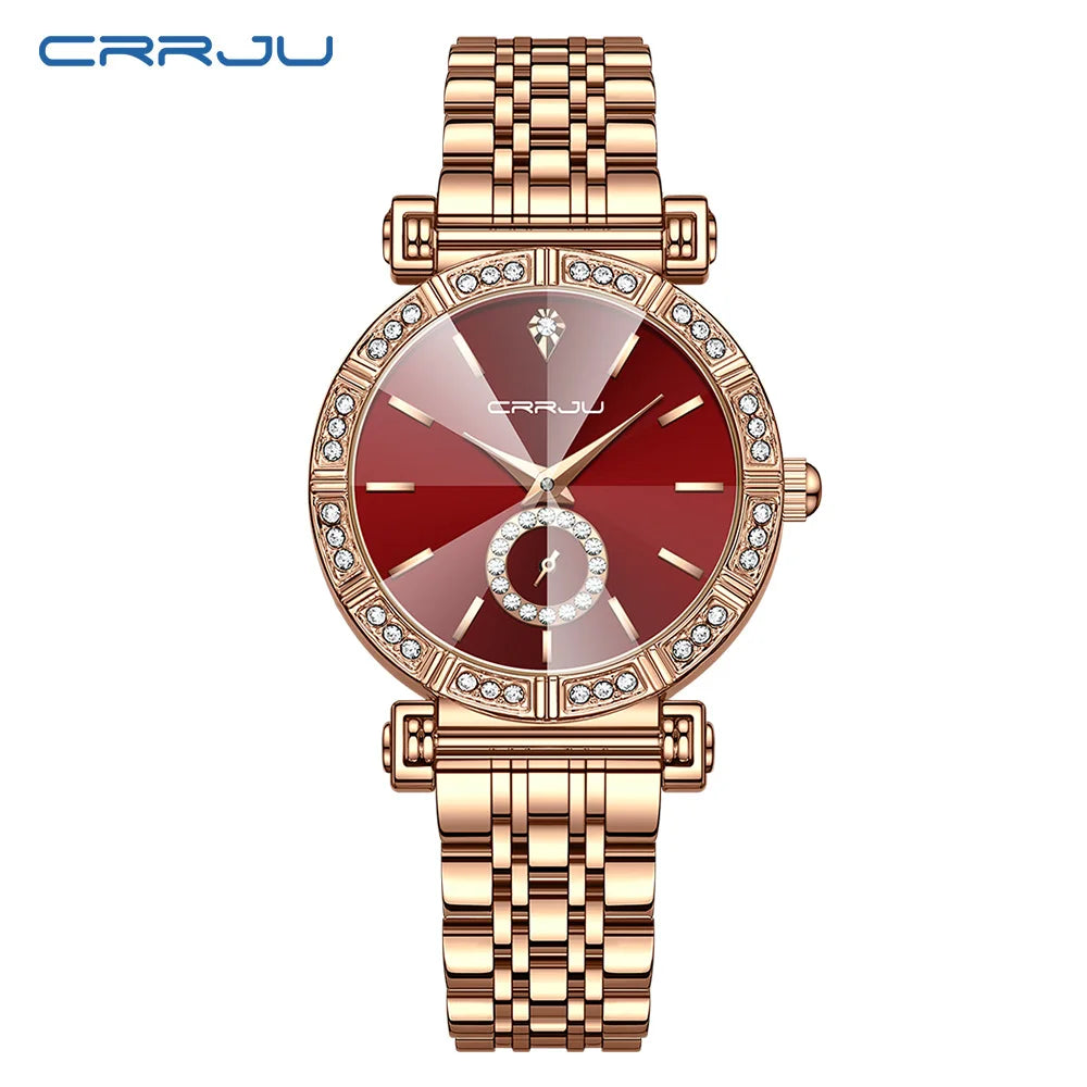 Diamond Accent Round Dial Crystal Watch With Crystals