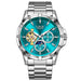 Tourbillon Automatic Watch for Men Wristwatch Timepiece - Silver Cyan
