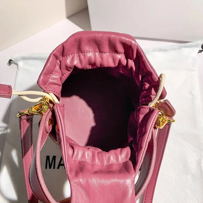 Handbag Bow Knot Bucket Bag with Embroidered Detail - WO2MEN