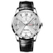 Luminous Wristwatch with Day and Date Crystal Markers - Silver White